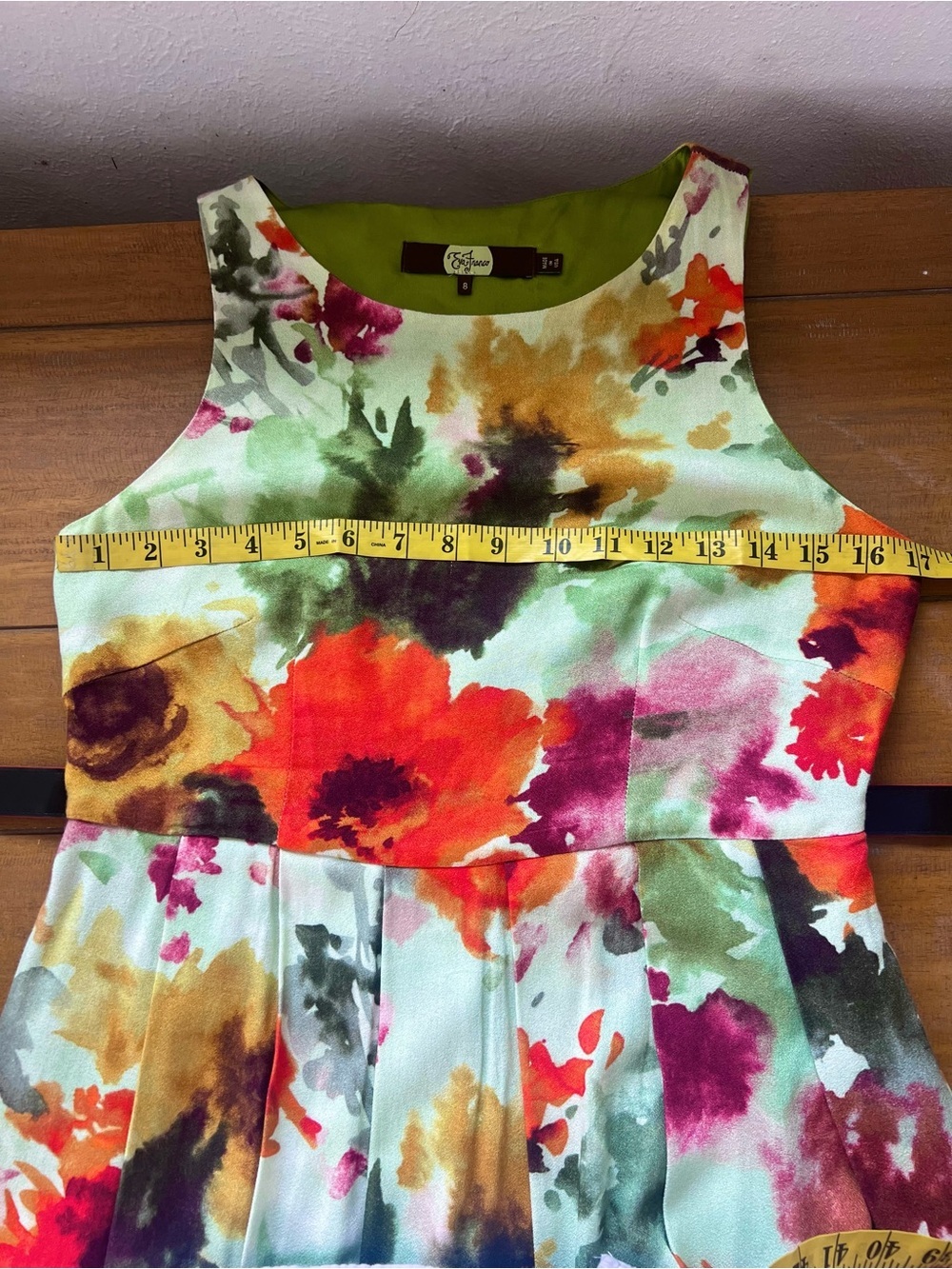 Anthropologie Eva Franco En Plein Air Floral  Pleated Dress Knee Length Size 8 - Picture 13 of 14